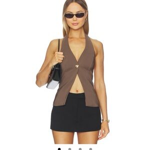 REVOLVE Brown Halter Twist Front Top
